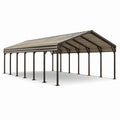 Abri de stationnement double en acier marron avec toiture gris translucide, 600 × 600 × 300 cm