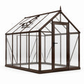 Serre de jardin marron et transparente avec porte et lucarne, 244 × 183 × 213 cm
