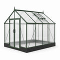 Serre de jardin en aluminium vert et polycarbonate translucide, 244 × 183 × 215 cm, double porte et lucarne de toit
