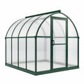 Serre de jardin en aluminium vert et polycarbonate translucide avec toit arrondi et porte frontale, 190 x 190 x 195 cm