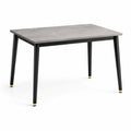 Table à manger rectangulaire 120 × 70 × 75 cm, plateau gris effet béton et pieds en métal noir
