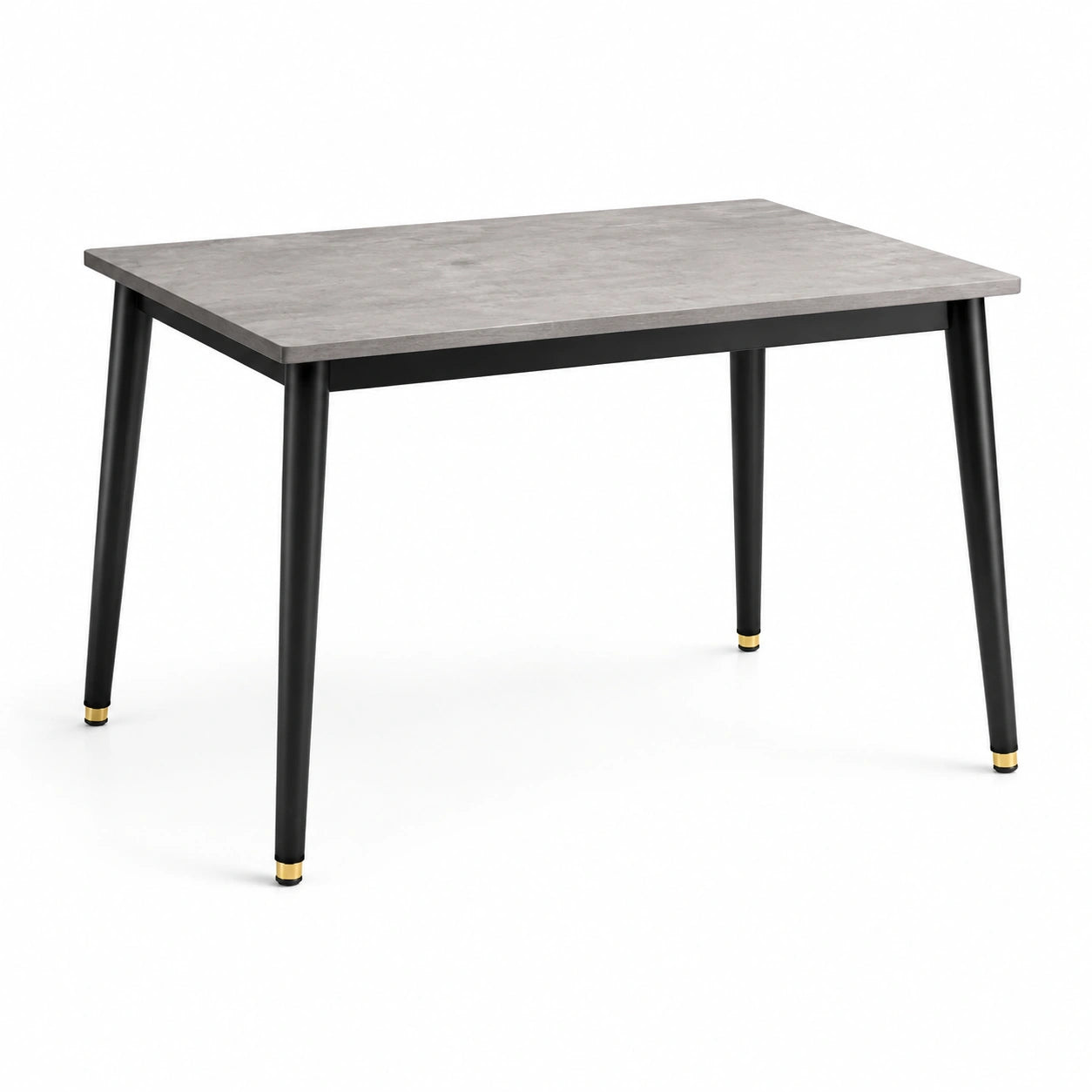 Table à manger rectangulaire 120 × 70 × 75 cm, plateau gris effet béton et pieds en métal noir