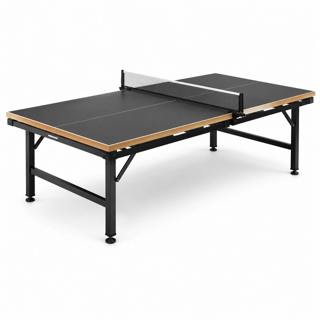 Table de tennis de table avec filet, plateau noir et structure en acier, 274 × 152,5 × 76 cm