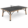Table de tennis de table d'intérieur noire 274 × 152,5 × 76 cm avec pieds effet bois et filet inclus