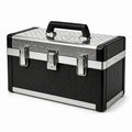 Boîte à outils portable verrouillable en aluminium noir et argenté, 48 × 26 × 31 cm