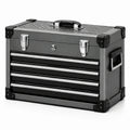Coffre à outils portable en acier avec 4 tiroirs, 51 × 26 × 36 cm, gris, noir et argenté