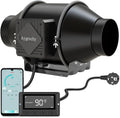 Aygrochy 100mm App Extracteur d'Air 30W, Moteur EC triphasé avec programmation de la température et de l'humidité