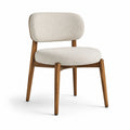 Chaise contemporaine en bois brun, assise et dossier rembourrés en tissu écru, 60 × 58 × 78 cm