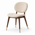 Chaise moderne en tissu bouclé beige, bois brun et métal doré, 50 × 55 × 82 cm