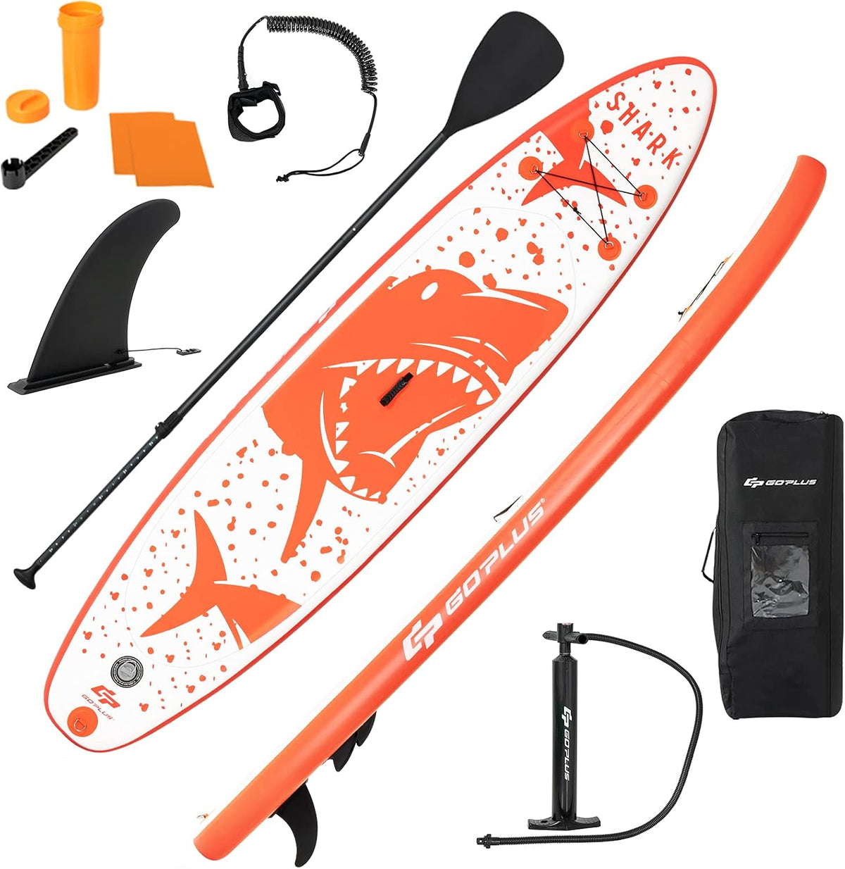 GOPLUS Planche de Stand Up Paddle Board Gonflable Adulte 320x76x15CM, Sup Board avec Sac à Dos, Pompe et Pagaie Réglable, Corde à Pied