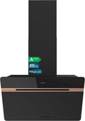 Cecotec Hotte Aspirante Décorative 60 cm Bolero Flux DT 607500 Matt Black A+++. Verre Mat et Brillant avec Détails en Cuivre, Aspiration 717,2 m³/h