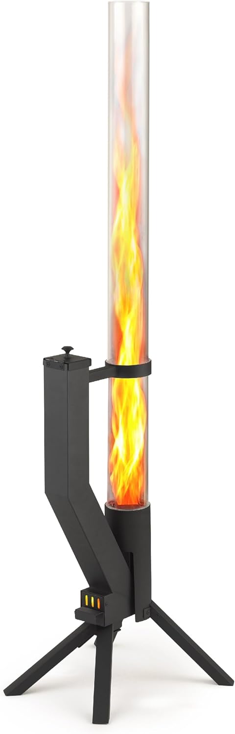GARDENFLARE Brasero Exterieur à Pellets - Cheminée de Jardin INOX, Noir, Torche à granulés décorative pour terrasse et jardin, acier inox noir