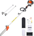 VEVOR Élagueuse Thermique sur Perche à 2 Temps, 25 cc, Élagueuse sans Fil à Essence, avec Perche Extensible 2,12-3,62 m, Guide-chaîne 30,5 cm
