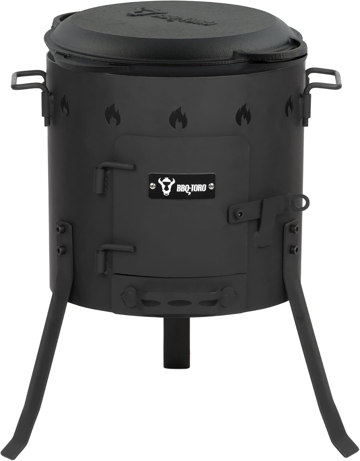BBQ-Toro Fonte Kazan avec four Kazan Ø 35 cm, 6,9 l Cocotte en fonte avec couvercle, marmite en fonte, Chaudron à goulasch, chaudière à feu
