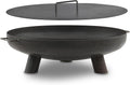BBQ-Toro Brasero Ø 70 cm avec Couvercle, Noir, Foyer extérieur avec Trois Pieds et Deux poignées, Brasero de Jardin, Vasque à feu, Fire Pit