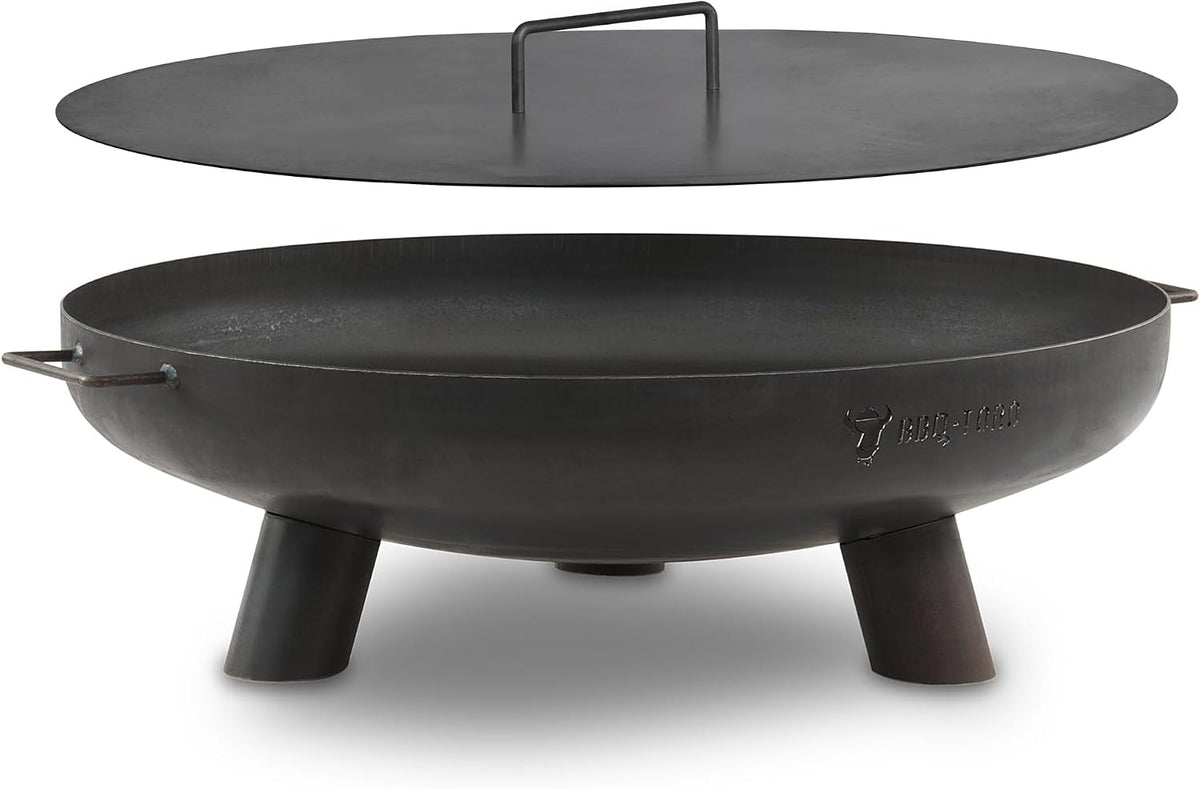 BBQ-Toro Brasero Ø 70 cm avec Couvercle, Noir, Foyer extérieur avec Trois Pieds et Deux poignées, Brasero de Jardin, Vasque à feu, Fire Pit