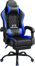 Fauteuil Gaming Pivotant Ergonomique, Chaise d'ordinateur Inclinable avec Coussin Lombaire, Massant Têtière Amovible Repose-Pieds Coulissant