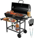 TEENO Grille Barbecue, Barbecue Charbon de Bois avec Grille de Cuisson XXL Grande Taille, Gants Anti-BrûLures, ThermomèTre, Tiroir à Cendres