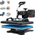 VEVOR Presse à Imprimer 5 en 1 Presse à Chaud Machine de Sublimation Textile 30x38 cm Machine d'Impression 1250 W Presse à Chaleur Pivotante à 360°