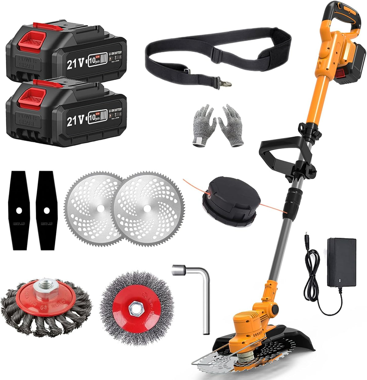 Débroussailleuse à Batterie 21V Coupe Bordure sans Fil avec Batterie, Debroussailleuse Electrique sans Fil avec 2 Batteries 4.0 Ah pour Jardin Élagage