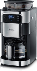SEVERIN Cafetière Filtre Avec Broyeur, 1 000W, 1,4L, Jusqu'à 10 tasses, Sélecteur d'arôme, Ecran tactile, Inox Brossé/Noir, KA 4813, 43.50