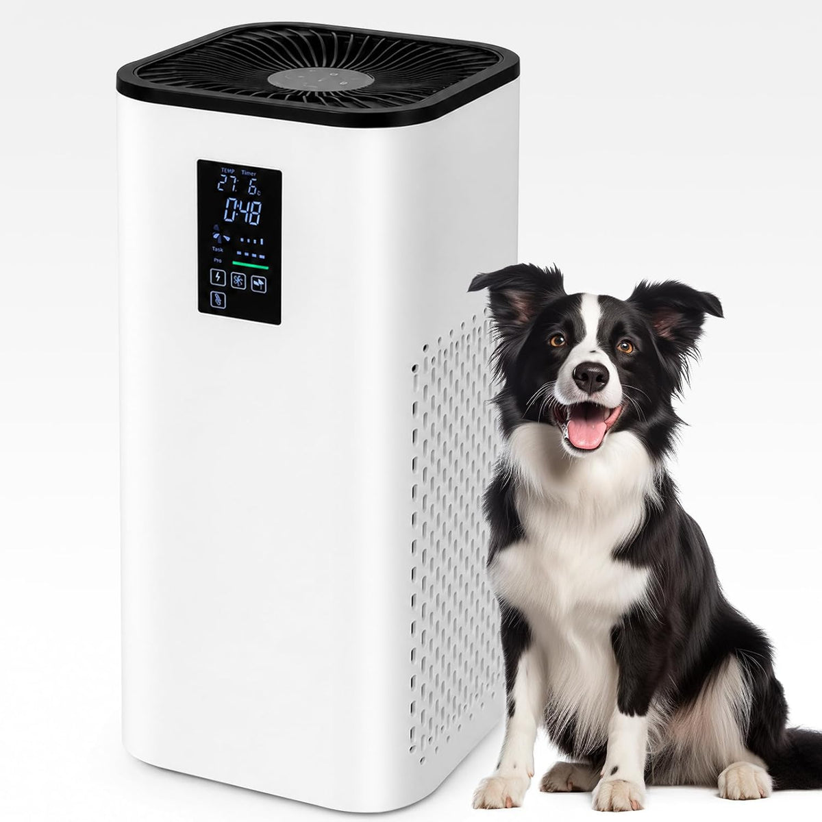 Purificateur d'air CADR 400 m³/h jusqu'à 160 m², filtre à air HEPA avec temps réel PM2.5 et affichage de la température, ioniseur, mode automatique