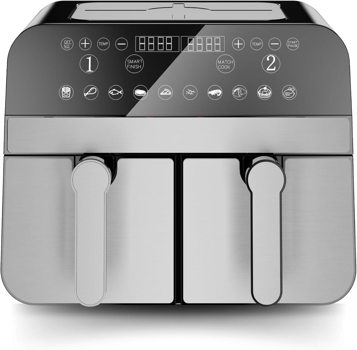 Comfy Nest, CNAFD45NS, Friteuse à air chaud, Air Fryer, numérique double panier 2400W 9L en acier inoxydable, cuisson saine et rapide