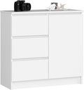AKORD Kommode K-80 Jerry avec 3 Tiroirs, Armoire avec 2 étagères et 1 Porte, pour Le Salon Chambre à Coucher, Moderne, Plateau Laminé 16mm