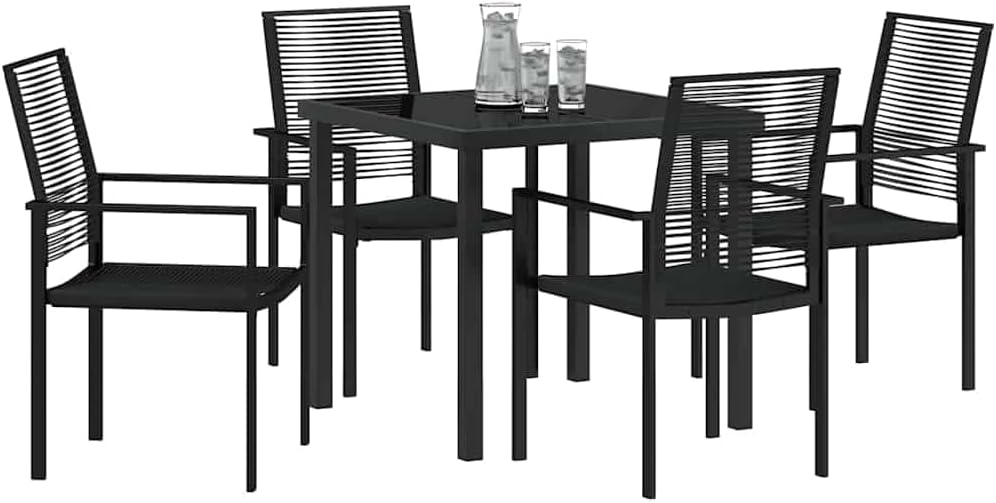 vidaXL Ensemble de Salle à Manger pour Jardin 5 pcs Noir, Ensemble de Salle à Manger Alfresco, rectangulaire