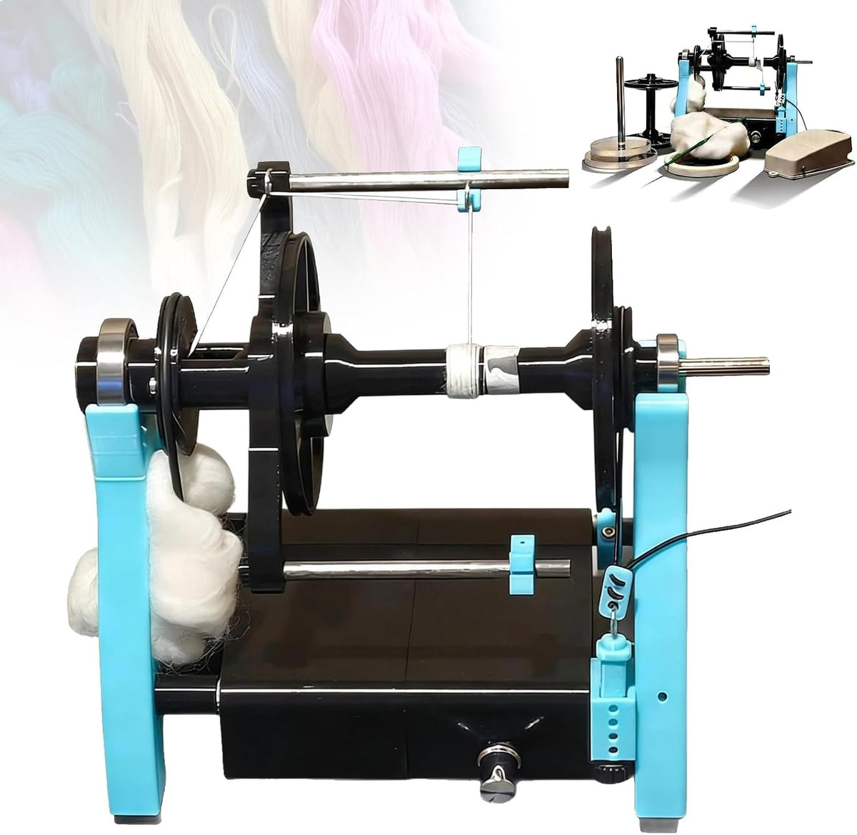 Kit De Fileuse Électrique, Rouet À Filer avec Pédale, Vitesse Réglable, Marche Avant Et Arrière, pour Filer La Laine, Le Coton