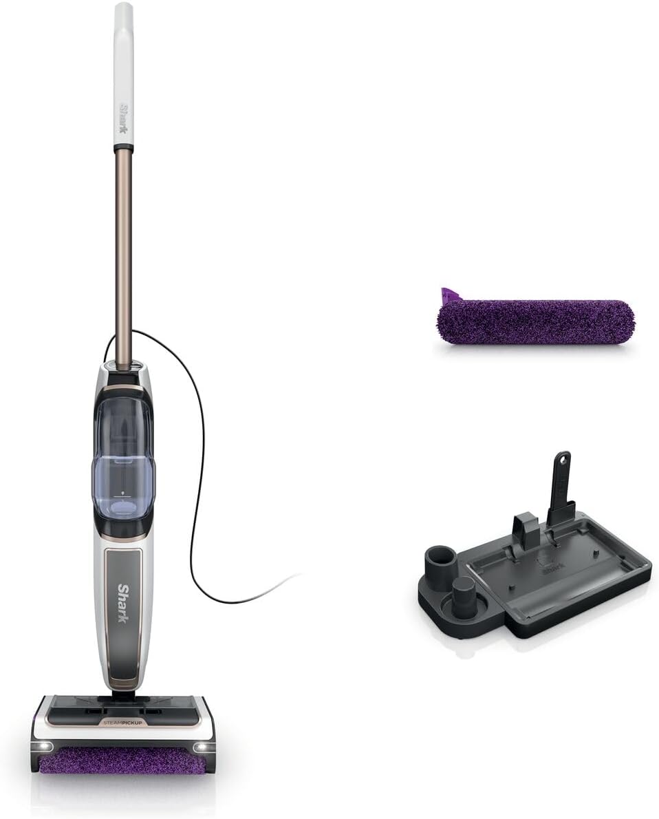 Shark SteamPickUp 3-en-1 Balai vapeur nettoyeur pour sols SD200EU, non chimique, sépare débris humides et secs, 420 ml, rouleau brosse supplémentaire