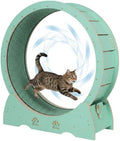 Roue d'exercice pour Chat en Bois silencieuse, Tapis Roulant d'intérieur pour Chat, Passerelle recouverte de Moquette Amovible