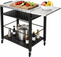 Table de barbecue mobile, 80 x 50 x 79,3 cm, chariot de barbecue d'extérieur avec 4 roues