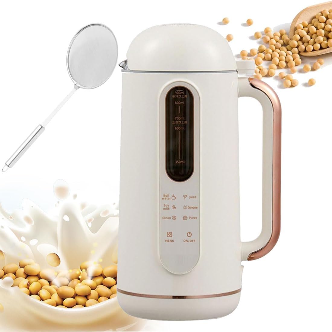 Machine à Lait végétal électrique 6 en 1 avec 6 Lames, pour Lait d'amande, de soja, d'avoine et de Riz, Compatible avec Les laits végétaux (Amande
