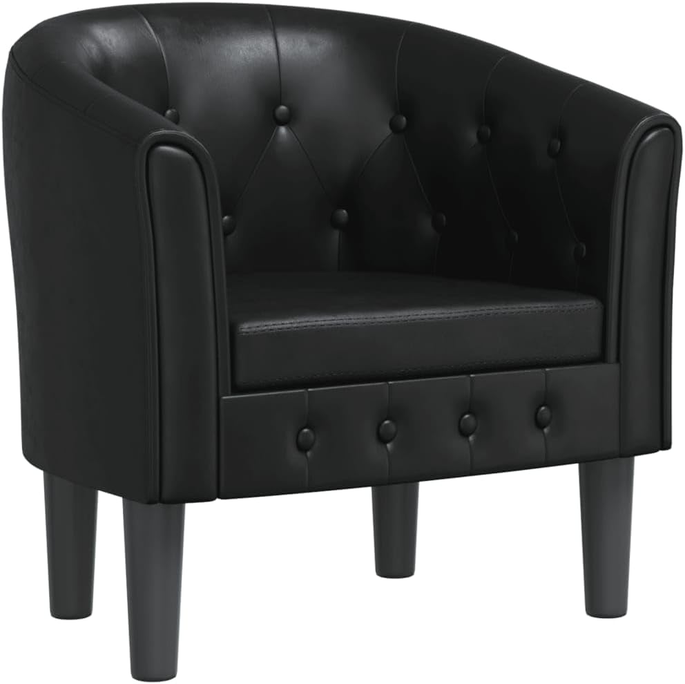 vidaXL Fauteuil Cabriolet, Chaise avec Accoudoirs, Canapé avec Dossier, Siège Rembourré, Meuble de Salon Chambre, Moderne, Noir Similicuir