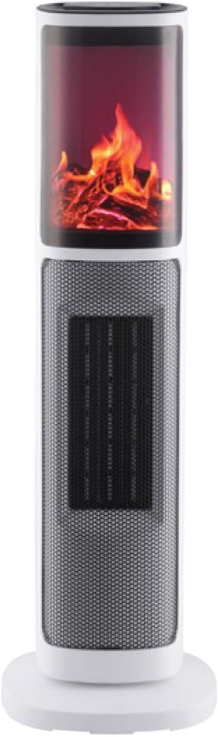 Lifenaxx LX-065 Radiateur soufflant en céramique avec flamme réaliste, Chauffage électrique portable 2000 W avec thermostat réglable