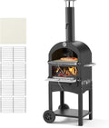 VEVOR Four à Pizza d'Extérieur 12 pouces 305 mm, Four à Granulés de Bois 2 Niveaux, avec Deux Roues Amovibles, Température Maximale de 538 °C