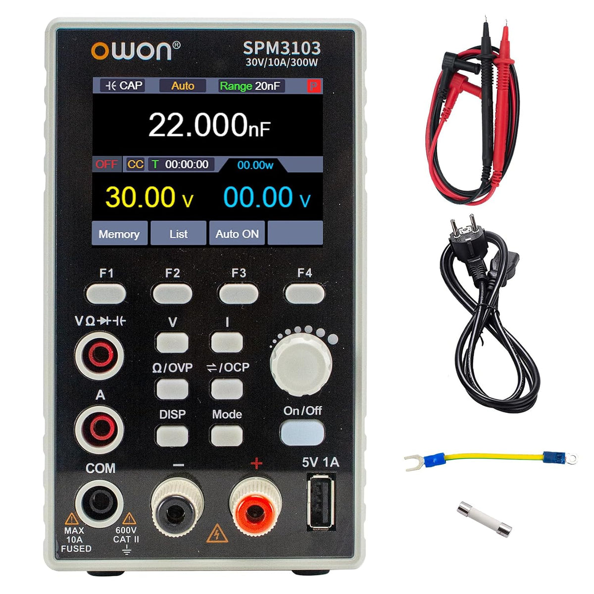 OWON SPM3103 Alimentation Laboratoire 30V 10A 2 en 1 DC Bloc d'alimentation et Multimètre Réglable Alimentation de Laboratoire avec écran LCD de 2,8