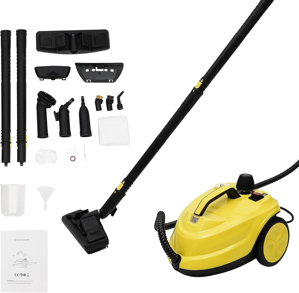 Nettoyeur vapeur 2000 W avec 16 accessoires, nettoyeur vapeur haute pression 5 bar, réservoir 1,8 l