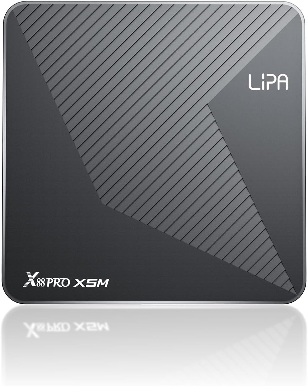 Lipa X88 Pro S905X5 Android TV Box 4-32 Go Android 14, Lecteur multimédia pour TV, Streamer multimédia, TV Box Android, 1000 m LAN et Wifi