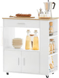 SoBuy Desserte Cuisine à roulettes Meuble Cuisine Rangement Desserte de Cuisine Plan de Travail Cuisine Buffet Cuisine Petit Meuble de Rangement Blanc
