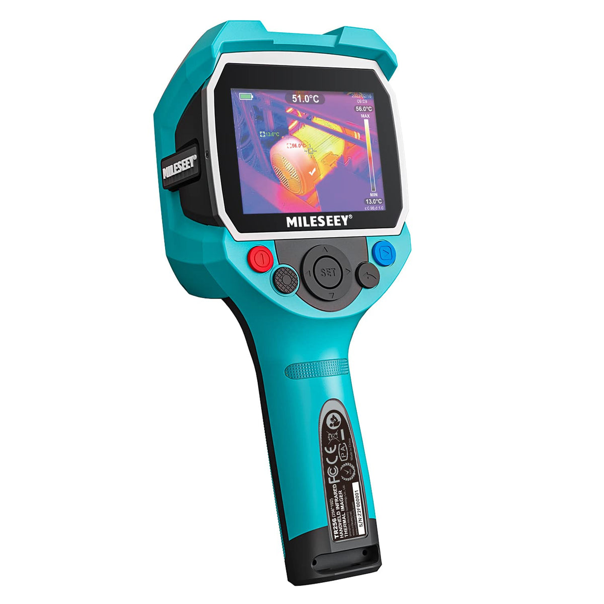 MILESEEY Caméra thermique portable, 256 x 192 résolution infrarouge, écran LCD 3,5 pouces, IP65, rechargeable, 6 palettes de couleurs