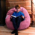 LIVEDECO - Pouf Poire Déhoussable avec Billes, Velours Côtelé Rose, Intérieur pour Salon, Chambre - BiG52