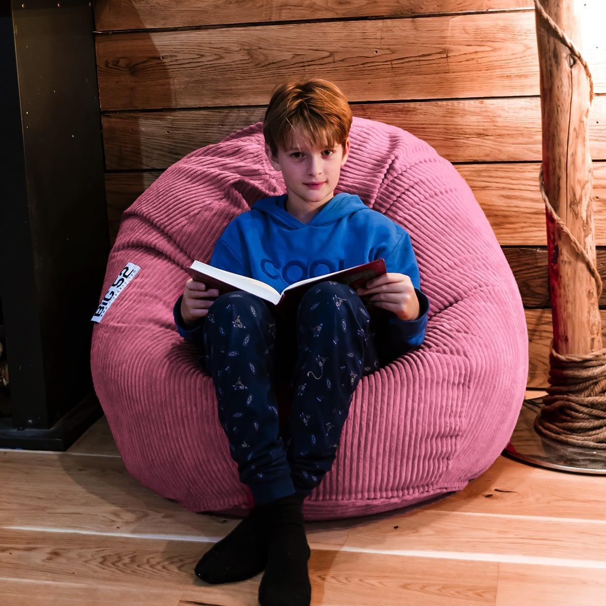 LIVEDECO - Pouf Poire Déhoussable avec Billes, Velours Côtelé Rose, Intérieur pour Salon, Chambre - BiG52