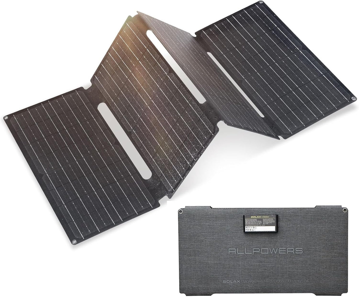 ALLPOWERS SE60 Panneau solaire pliable 60 W avec 3 ports (USB-C+USB-A+DC), chargeur solaire portable étanche IP68 pour téléphone portable