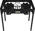 Outsunny Réchaud 2 brûleurs au propane réchaud à gaz portable 92000 BTU/h avec 2 pieds amovibles pour extérieur, camping, métal moulé