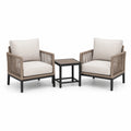 Ensemble 3 pièces avec 2 fauteuils 76 × 74 × 82 cm et table 50 × 50 × 50 cm, beige, taupe et noir