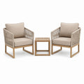 Ensemble 3 pièces avec 2 fauteuils 70 × 72 × 82 cm et table 45 × 45 × 48 cm, beige et marron clair