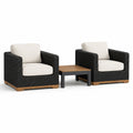 Ensemble 3 pièces noir, beige et marron avec 2 fauteuils de 86 × 84 × 79 cm et table de 60 × 60 × 43 cm