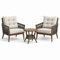 Salon de jardin 3 pièces avec 2 fauteuils 75 × 80 × 82 cm et table ronde Ø 60 × 50 cm – Brun, gris foncé et beige